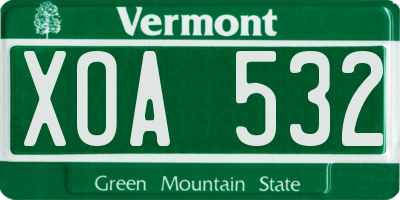 VT license plate XOA532