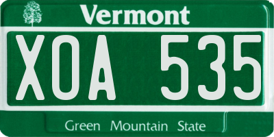 VT license plate XOA535