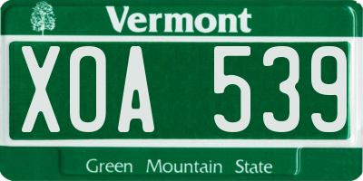 VT license plate XOA539