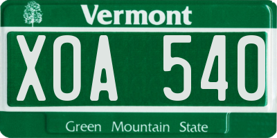 VT license plate XOA540
