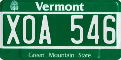 VT license plate XOA546