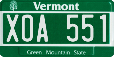 VT license plate XOA551
