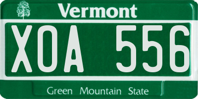VT license plate XOA556