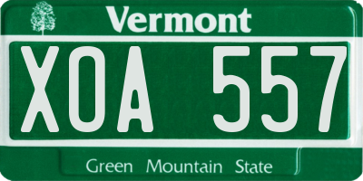 VT license plate XOA557