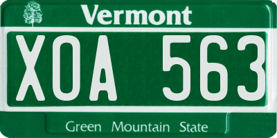 VT license plate XOA563