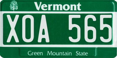VT license plate XOA565
