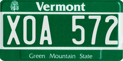 VT license plate XOA572