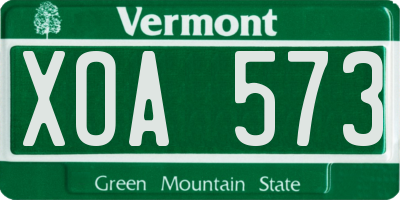 VT license plate XOA573