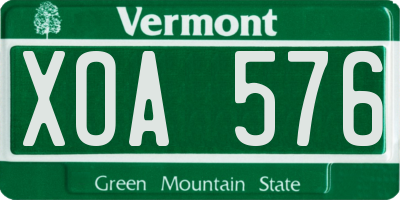 VT license plate XOA576
