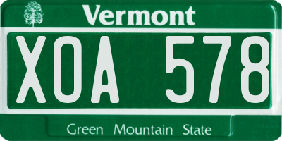 VT license plate XOA578