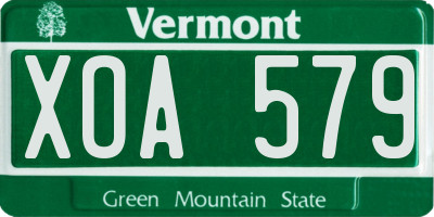 VT license plate XOA579