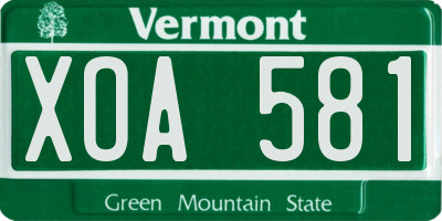 VT license plate XOA581