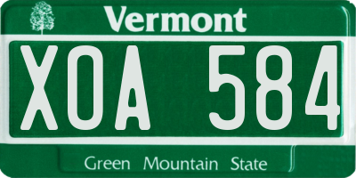 VT license plate XOA584