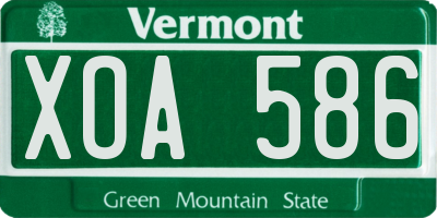 VT license plate XOA586