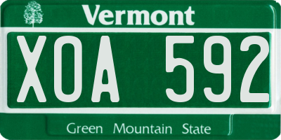VT license plate XOA592