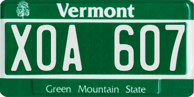 VT license plate XOA607