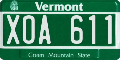 VT license plate XOA611