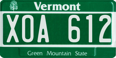 VT license plate XOA612