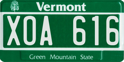 VT license plate XOA616