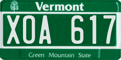 VT license plate XOA617