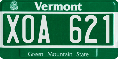 VT license plate XOA621
