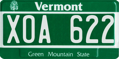 VT license plate XOA622