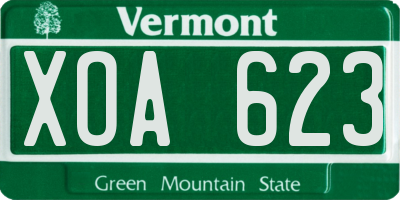 VT license plate XOA623