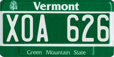 VT license plate XOA626