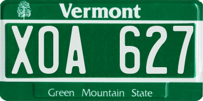 VT license plate XOA627