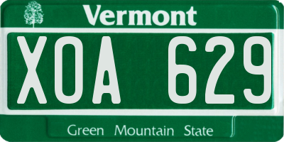 VT license plate XOA629
