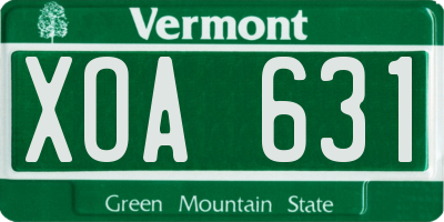 VT license plate XOA631