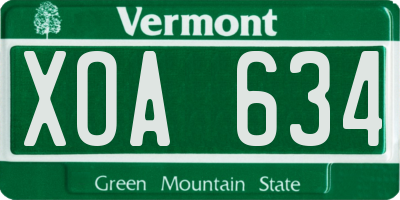 VT license plate XOA634