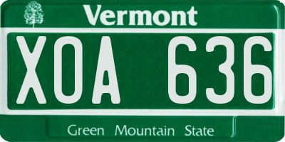 VT license plate XOA636