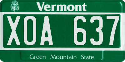 VT license plate XOA637