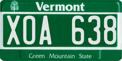 VT license plate XOA638