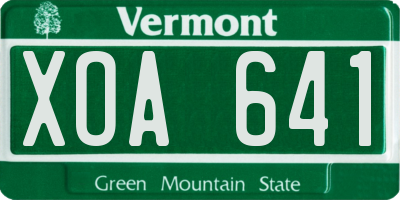VT license plate XOA641