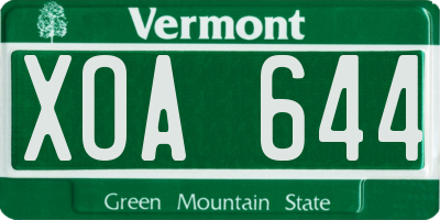 VT license plate XOA644