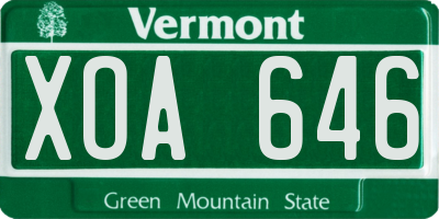 VT license plate XOA646