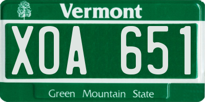 VT license plate XOA651