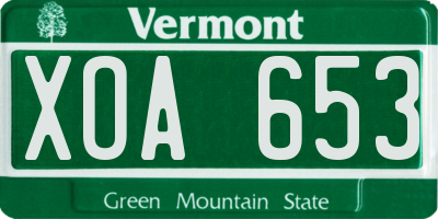 VT license plate XOA653