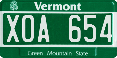 VT license plate XOA654