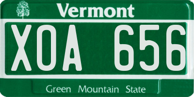 VT license plate XOA656