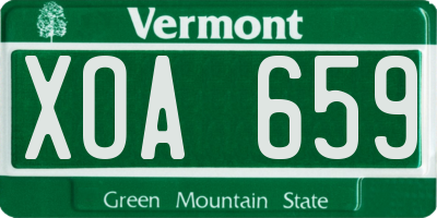 VT license plate XOA659