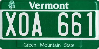 VT license plate XOA661