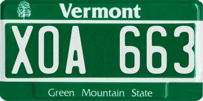 VT license plate XOA663