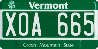 VT license plate XOA665