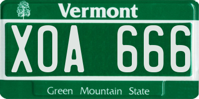 VT license plate XOA666