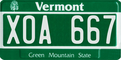 VT license plate XOA667