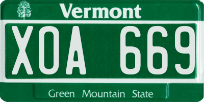 VT license plate XOA669