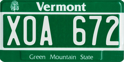 VT license plate XOA672